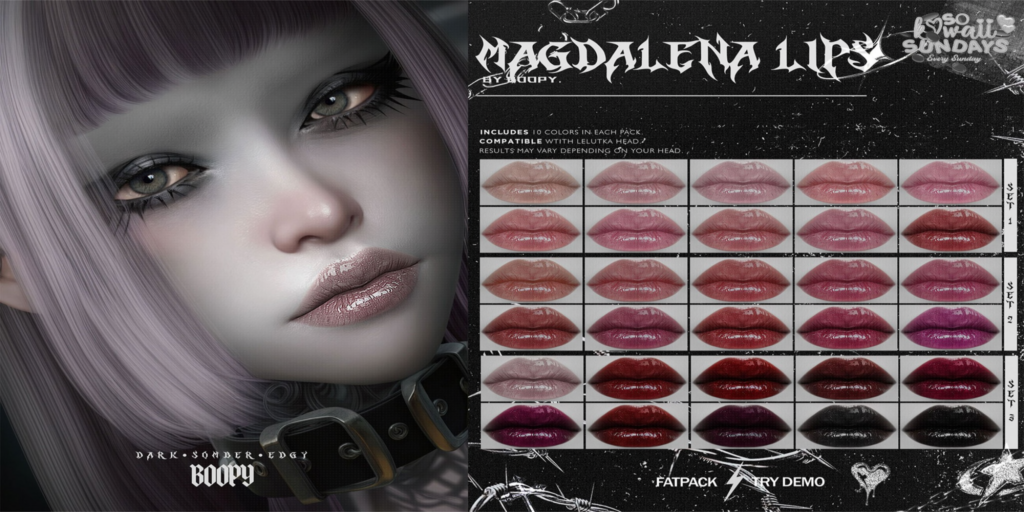 Magdalena Lipstick - EvoX	&lt;a href=&quot;http://maps.secondlife.com/secondlife/Hashira/96/162/426&quot;&gt;Teleport&lt;/a&gt;