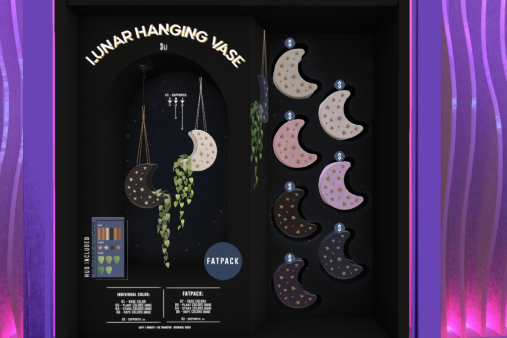 Lunar Hanging, L$149 each/L$389 FP