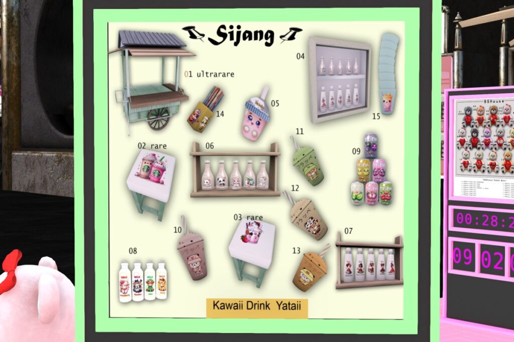 Kawaii Drink Yataii Decor Set, L$75 per play