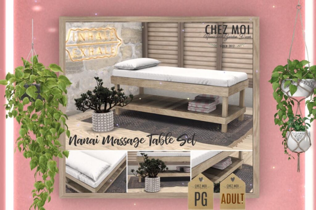 Nanai Massage Table Set, L$488 PG/L$688 FP