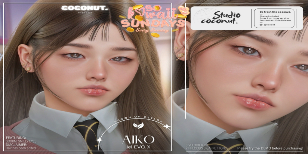 Aiko Skin - EvoX	&lt;a href=&quot;http://maps.secondlife.com/secondlife/Prince%20Island/160/216/1331&quot;&gt;Teleport&lt;/a&gt;