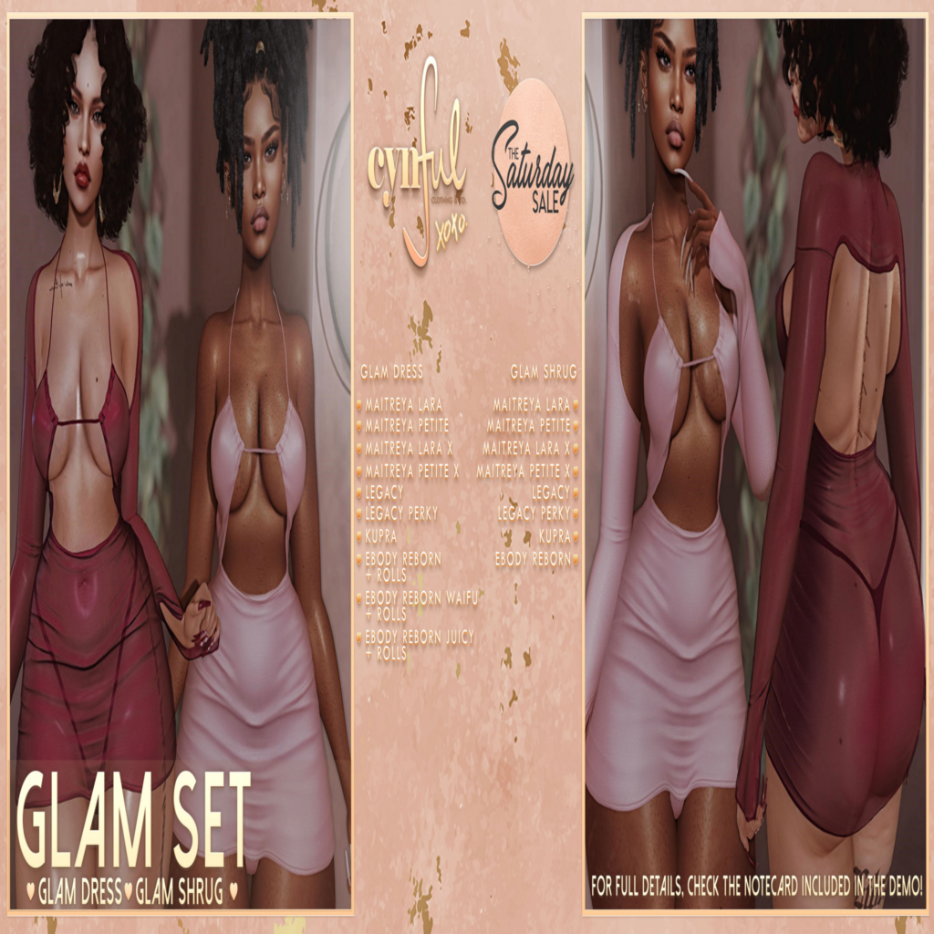 Glam Dress &amp; Glam Shrug - Inithium/Legacy/Maitreya/Reborn/+mods	&lt;a href=&quot;http://maps.secondlife.com/secondlife/Cynful/128/128/2&quot;&gt;Teleport&lt;/a&gt;