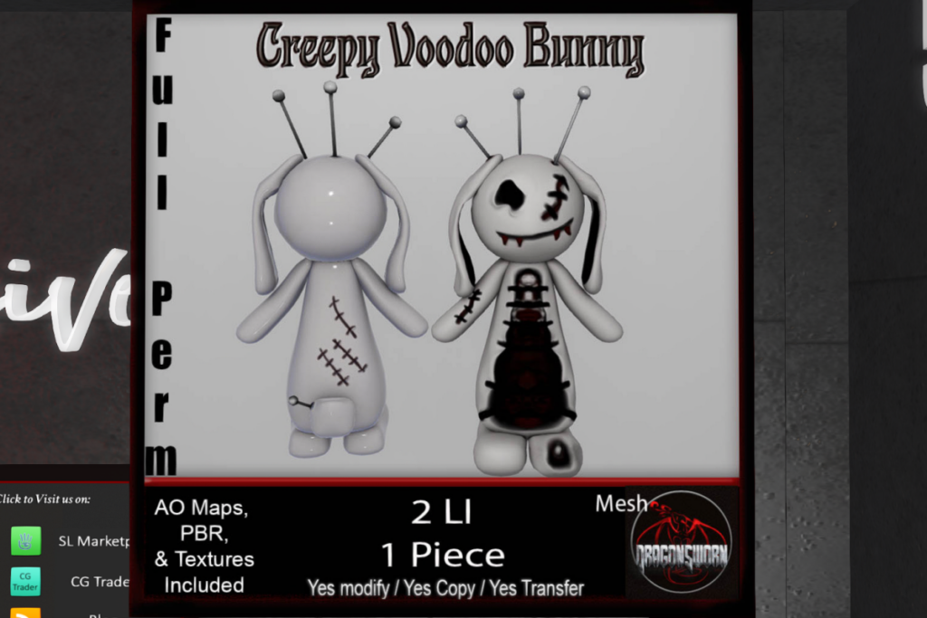 Creepy Voodoo Full Perm Bunny, L$99