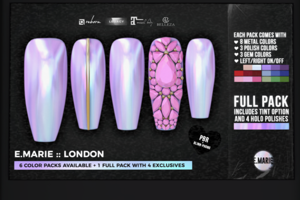 London Nails - Belleza/Legacy/Maitreya/Reborn, L$299 each/L$1299 FP