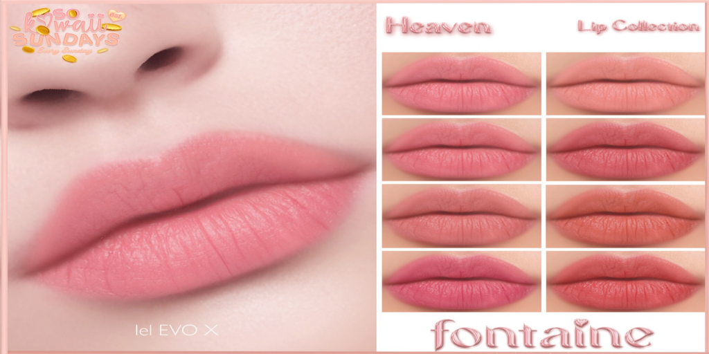 Heaven Lipstick - EvoX	&lt;a href=&quot;https://maps.secondlife.com/secondlife/VELOUR/66/140/83&quot;&gt;Teleport&lt;/a&gt;