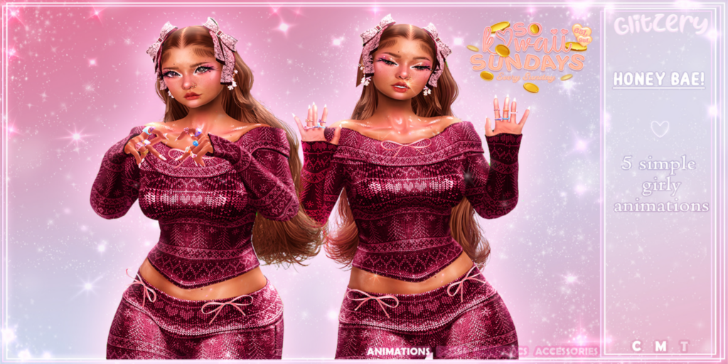 Honey Bae Animations	&lt;a href=&quot;http://maps.secondlife.com/secondlife/Emotion/159/242/331&quot;&gt;Teleport&lt;/a&gt;