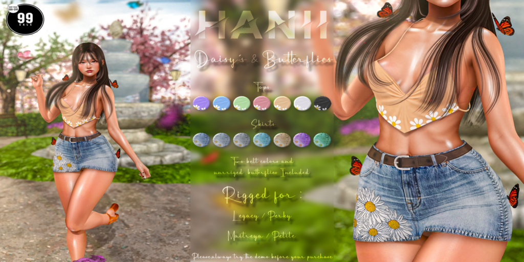 Daisy&#039;s &amp; Butterflies Top and Skirt - Legacy/Maitreya/+mods