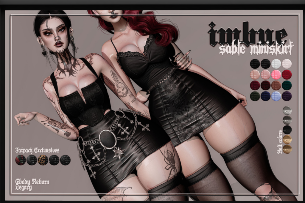 Sable Miniskirt - Legacy/Reborn, L$199 each/L$1299 FP