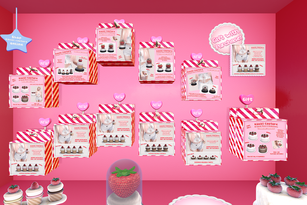 Strawberry Cupcake Dispenser &amp; Holdable, L$150-199 each