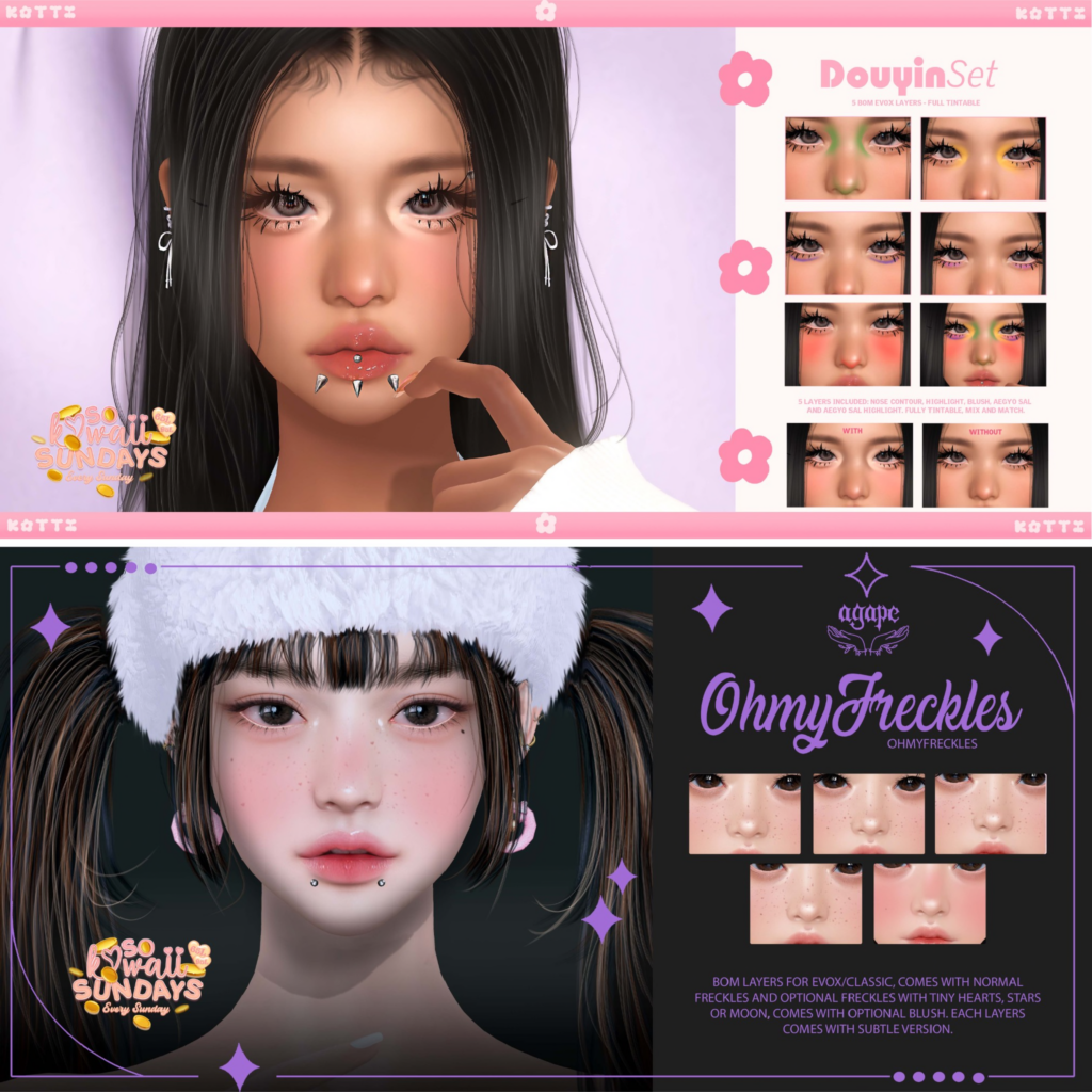 Douyin Set Cosmetics - EvoX | Ohmy Freckles - Evo/EvoX	&lt;a href=&quot;https://maps.secondlife.com/secondlife/Dream%20Lake/141/109/26&quot;&gt;Teleport&lt;/a&gt;