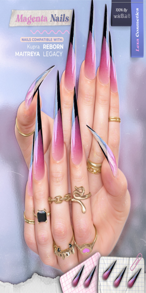 Magenta Nails - Inithium/Legacy/Maitreya/Reborn	&lt;a href=&quot;http://maps.secondlife.com/secondlife/Lino/229/38/2835&quot;&gt;Teleport&lt;/a&gt;