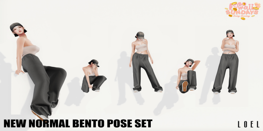 New Normal Poses	&lt;a href=&quot;http://maps.secondlife.com/secondlife/Peaceful%20Land/243/100/1001&quot;&gt;Teleport&lt;/a&gt;