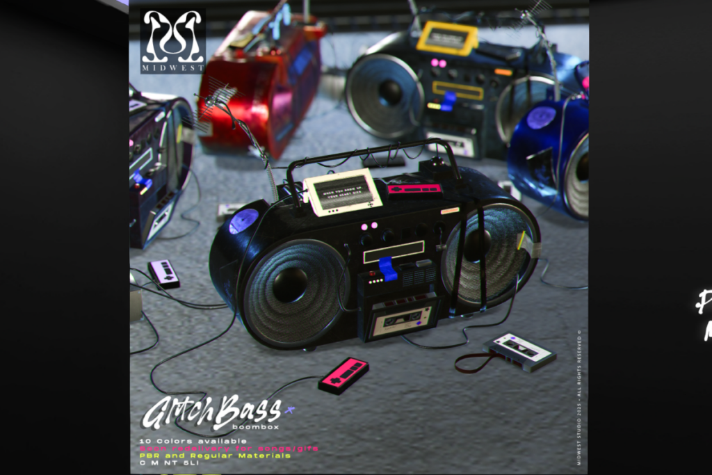 Glitch Bass Boombox, L$299 each/L$1299 FP