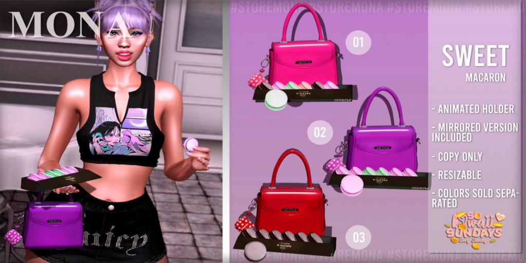 Sweet Macaron Holdable	&lt;a href=&quot;https://maps.secondlife.com/secondlife/Silver%20Moon/46/83/1001&quot;&gt;Teleport&lt;/a&gt;