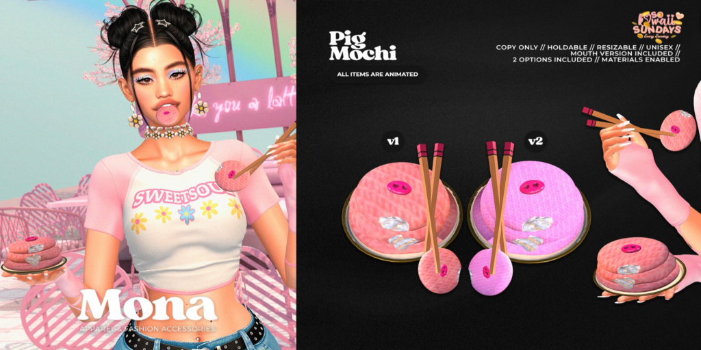 Pig Mochi Holdables	&lt;a href=&quot;https://maps.secondlife.com/secondlife/Silver%20Moon/46/83/1001&quot;&gt;Teleport&lt;/a&gt;