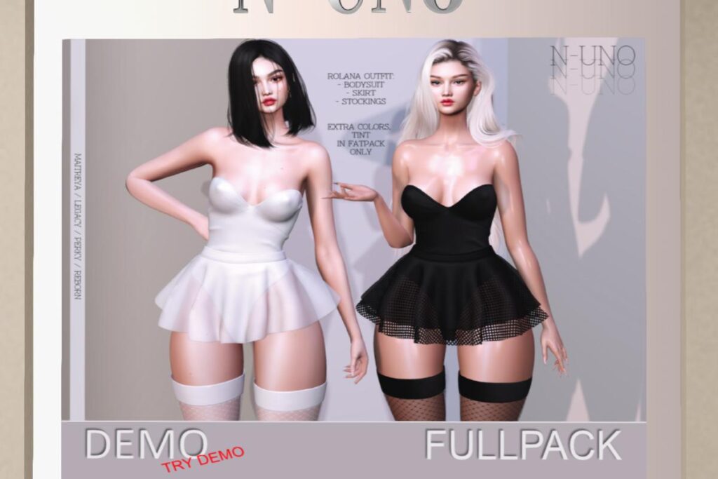 Rolana Bodysuit &amp; Skirt - Legacy/Maitreya/Reborn/+mods, L$188 each/L$288-L$688 each FP