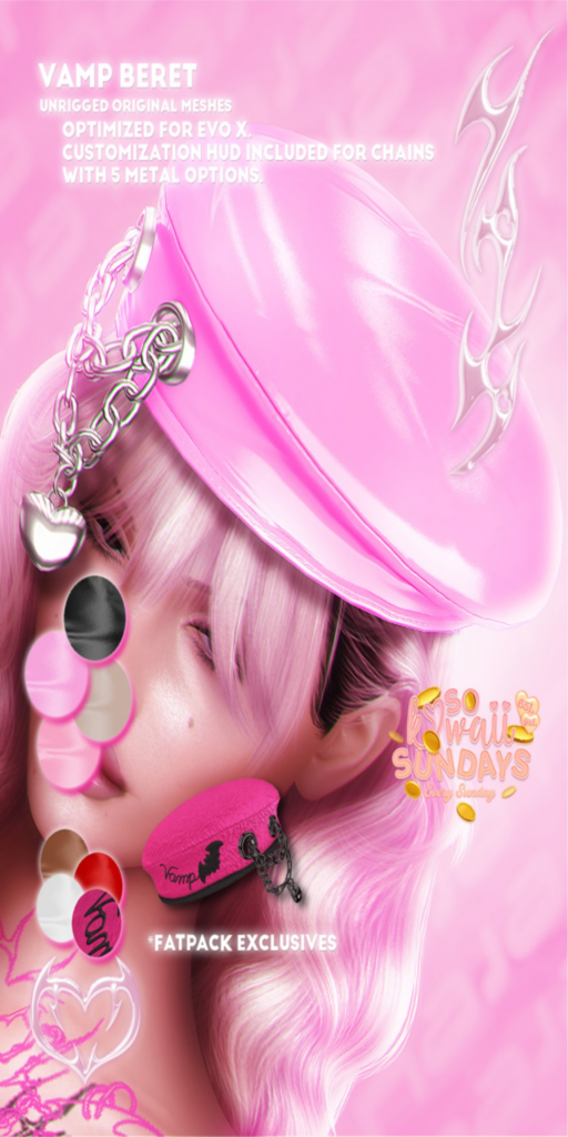 Vamp Beret - EvoX	&lt;a href=&quot;http://maps.secondlife.com/secondlife/Playboy/72/115/498&quot;&gt;Teleport&lt;/a&gt;