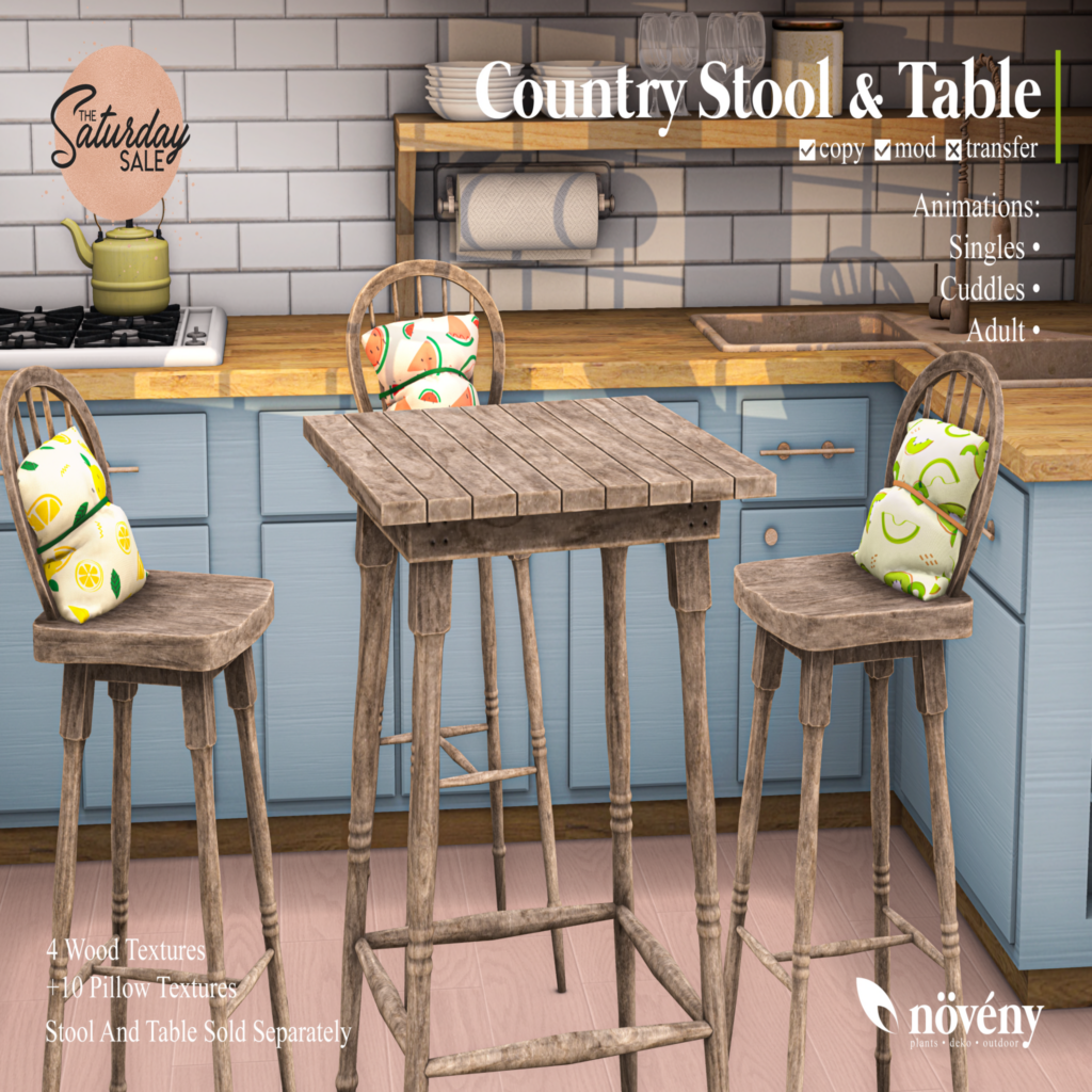 Country Stool &amp; Table	&lt;a href=&quot;http://maps.secondlife.com/secondlife/Orchard%20Heights/192/64/1616&quot;&gt;Teleport&lt;/a&gt;