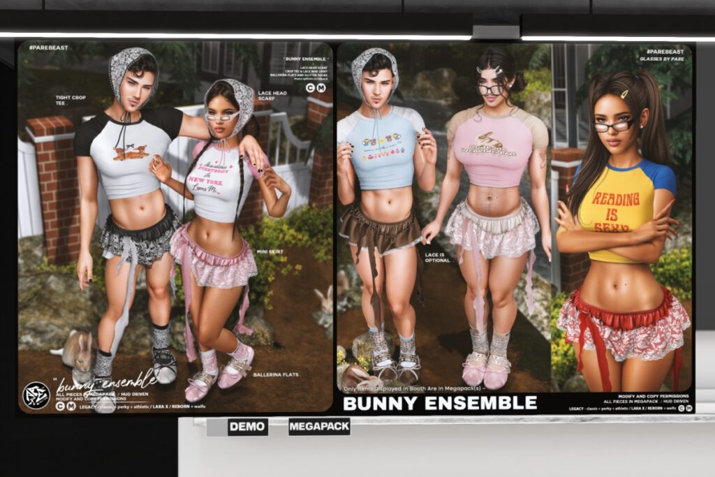 Bunny Ensemble - Legacy M+F/MaitreyaX/Reborn/+mods, L$259-L$275 each/L$399-L$1699 each FP/L$2999 MP