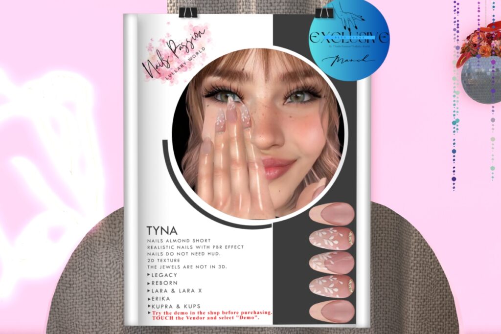 Tyna Mesh Nails - Erika/Inithium/Legacy/Maitreya/Reborn/+mods, L$250