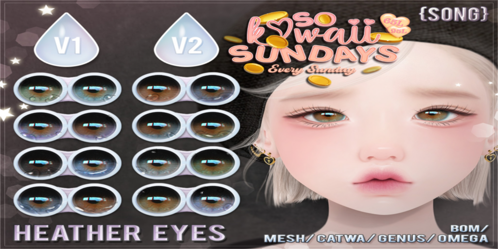 Heather Eyes - BOM/Catwa/Genus/Mesh/Omega	&lt;a href=&quot;http://maps.secondlife.com/secondlife/Meringue/61/83/1064&quot;&gt;Teleport&lt;/a&gt;