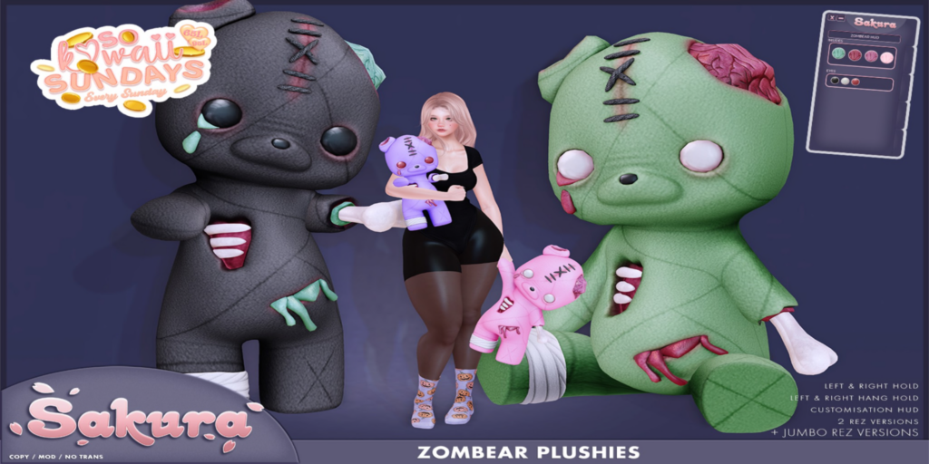 Zombear Plushies Holdable &amp; Decor	&lt;a href=&quot;http://maps.secondlife.com/secondlife/Domain/122/106/26&quot;&gt;Teleport&lt;/a&gt;