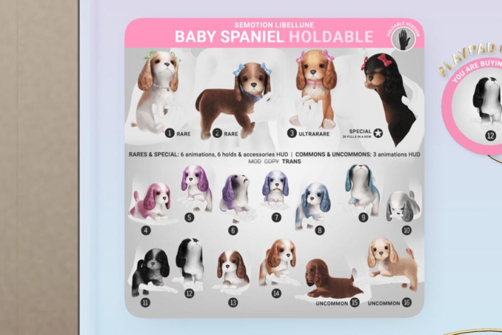 Baby Spaniel Holdable, L$85 per play/L$185 each