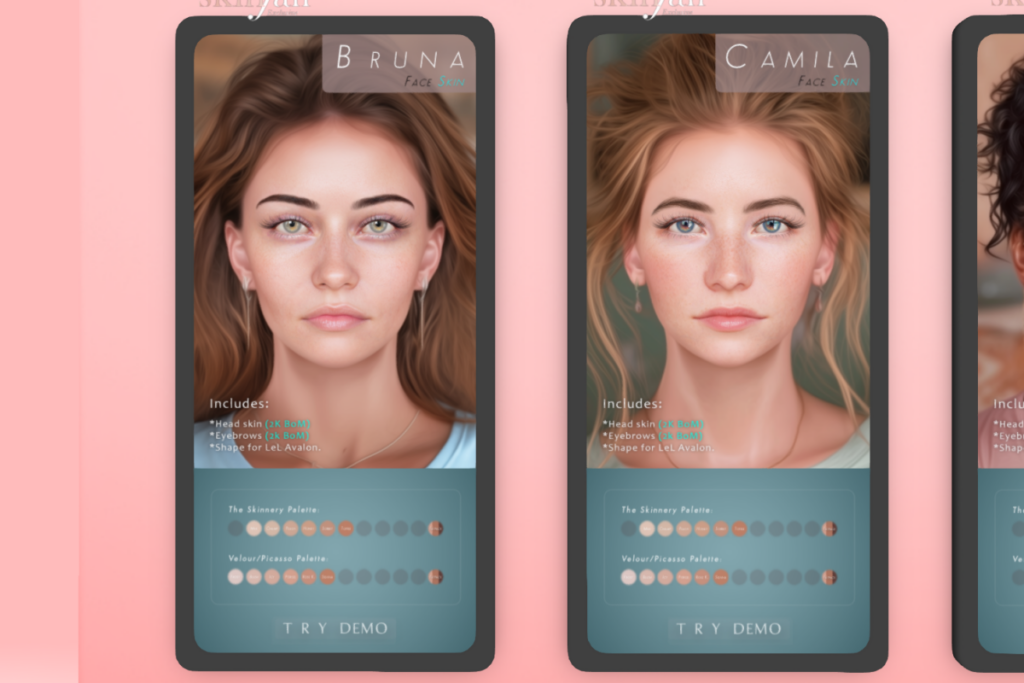 Bruna Skin - EvoX, L$525 each/L$1575 FP | Camila Skin - EvoX, L$525 each/L$1575 FP