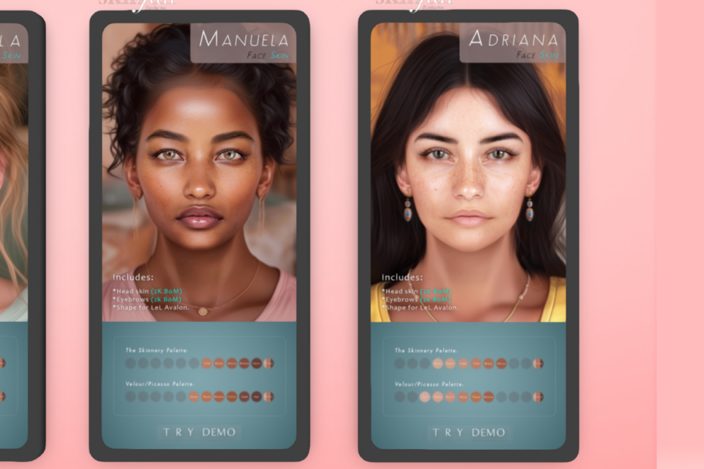 Manuela Skin - EvoX, L$525 each/L$1575 FP | Adriana Skin - EvoX, L$525 each/L$1575 FP