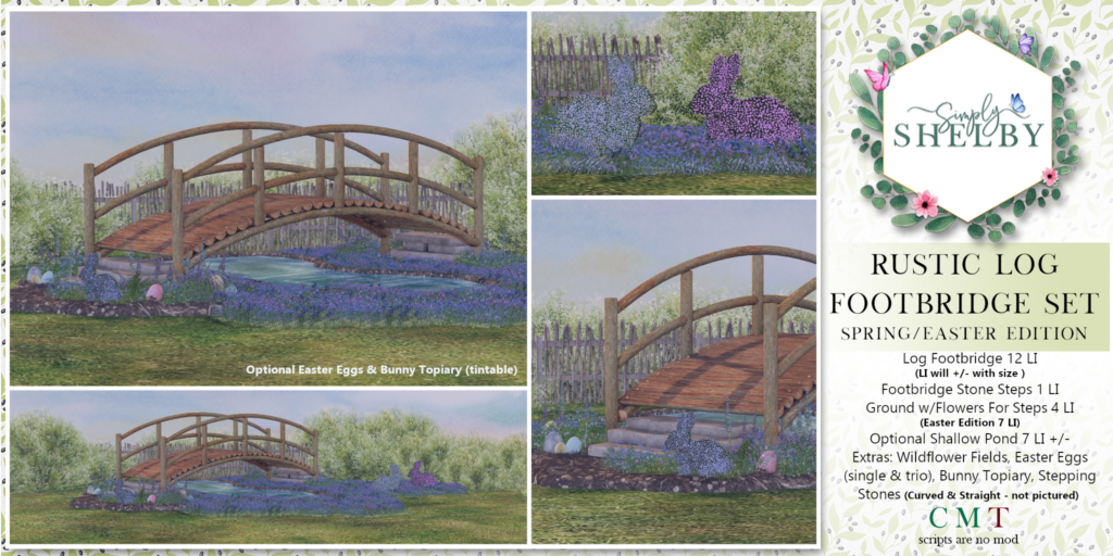 Rustic Log Footbridge Set