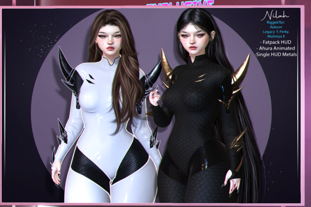 Nilah Cyberbody and Boots - Legacy/MaitreyaX/Reborn/+mods, L$169-L$199 each/L$599-L$899 each FP