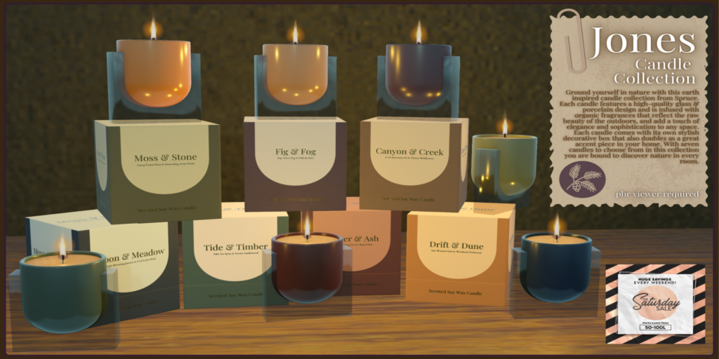 Jones Candle Collection	&lt;a href=&quot;http://maps.secondlife.com/secondlife/Evermore/128/11/751&quot;&gt;Teleport&lt;/a&gt;