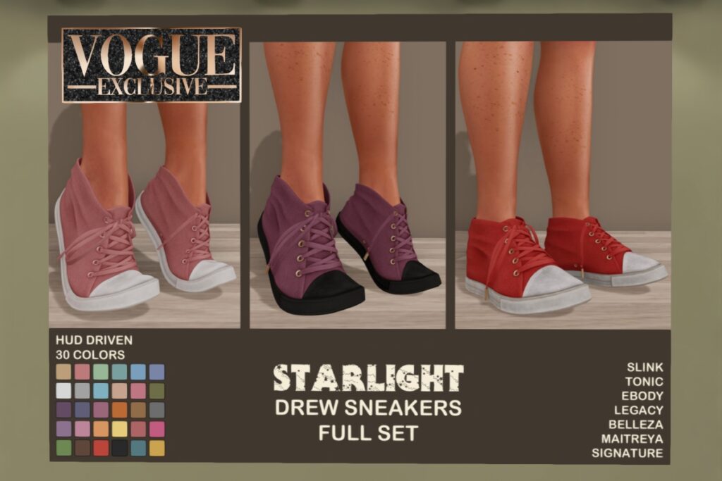 Drew Sneakers - Alice/BellezaOG/Legacy/Maitreya/Reborn/Slink/Tonic, L$499