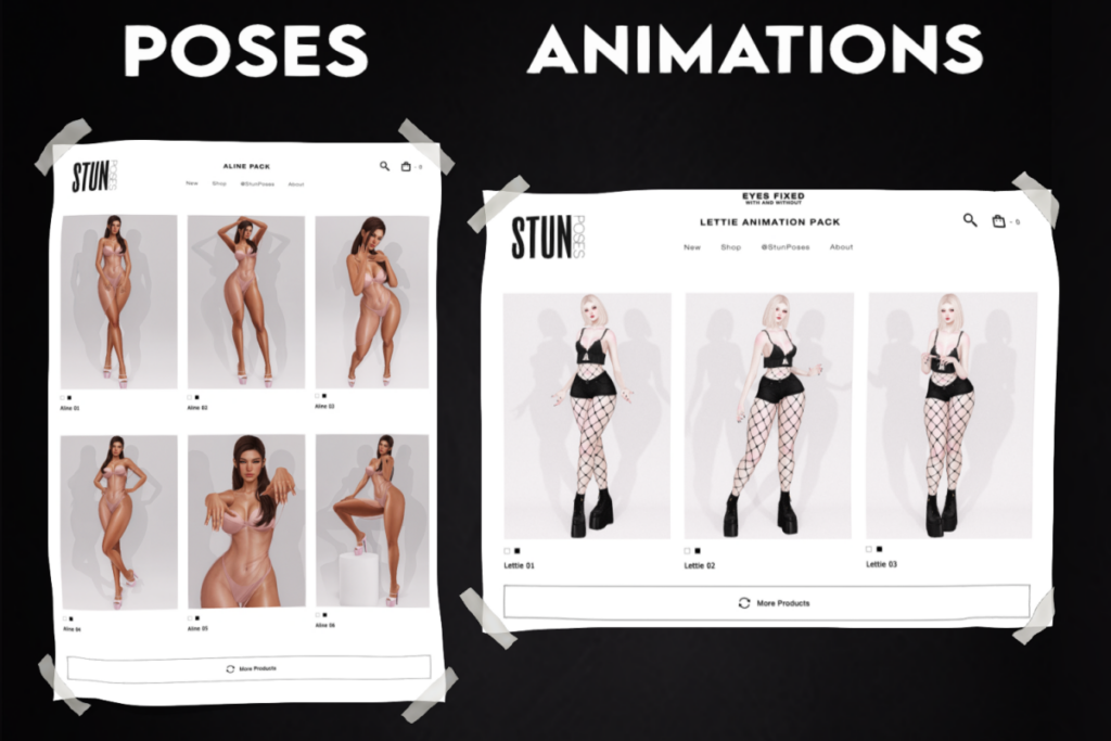 Aline Poses, L$43 each/L$200 FP | Lettie Animations, L$100 each/L$200 FP