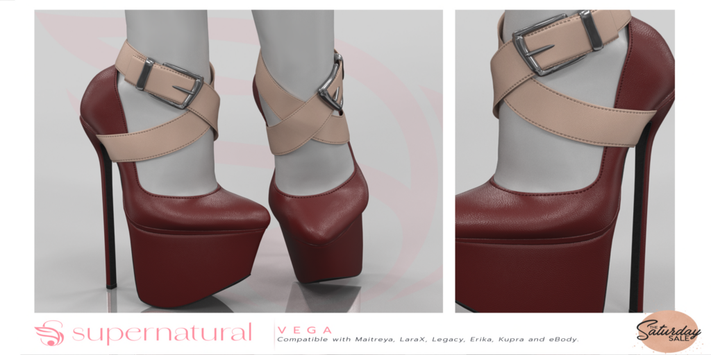 Vega Heels - Erika/Inithium/Legacy/Maitreya/Reborn/+mods	&lt;a href=&quot;http://maps.secondlife.com/secondlife/Supernatural/128/154/458&quot;&gt;Teleport&lt;/a&gt;