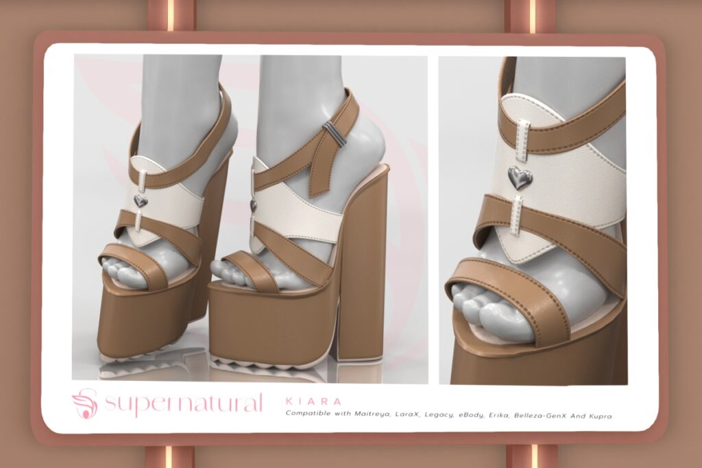 Kiara Sandals - Erika/GenX/Inithium/Legacy/Maitreya/Reborn/+mods	&lt;a href=&quot;https://maps.secondlife.com/secondlife/Supernatural/128/155/458&quot;&gt;Teleport&lt;/a&gt;