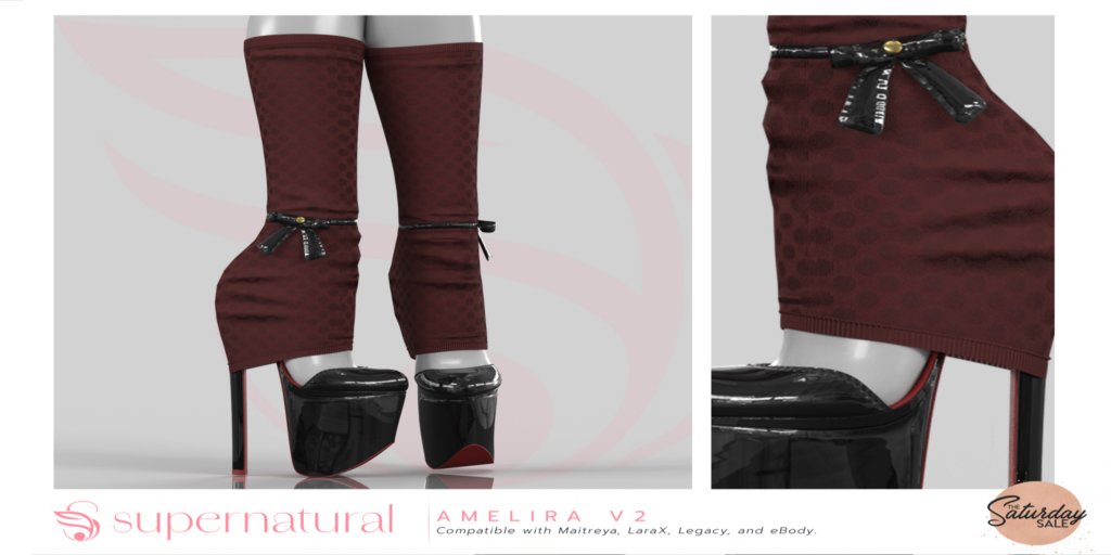 Amelira V2 Heels - Legacy/maitreya/Reborn/+mods	&lt;a href=&quot;http://maps.secondlife.com/secondlife/Supernatural/128/154/458&quot;&gt;Teleport&lt;/a&gt;