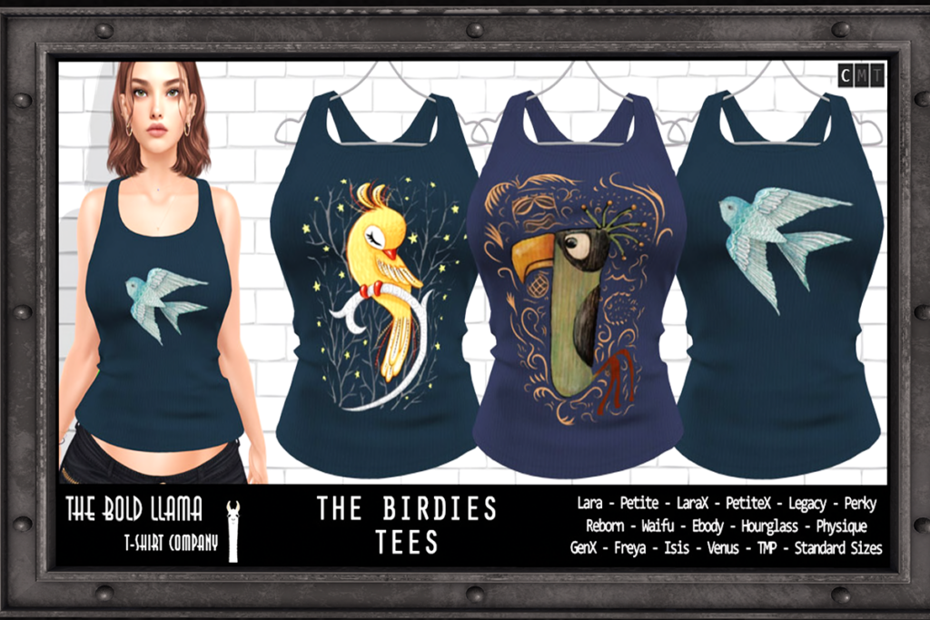 The Birdies Tees - Belleza/Ebody/GenX/Legacy/Maitreya/Standard/+mods, L$150