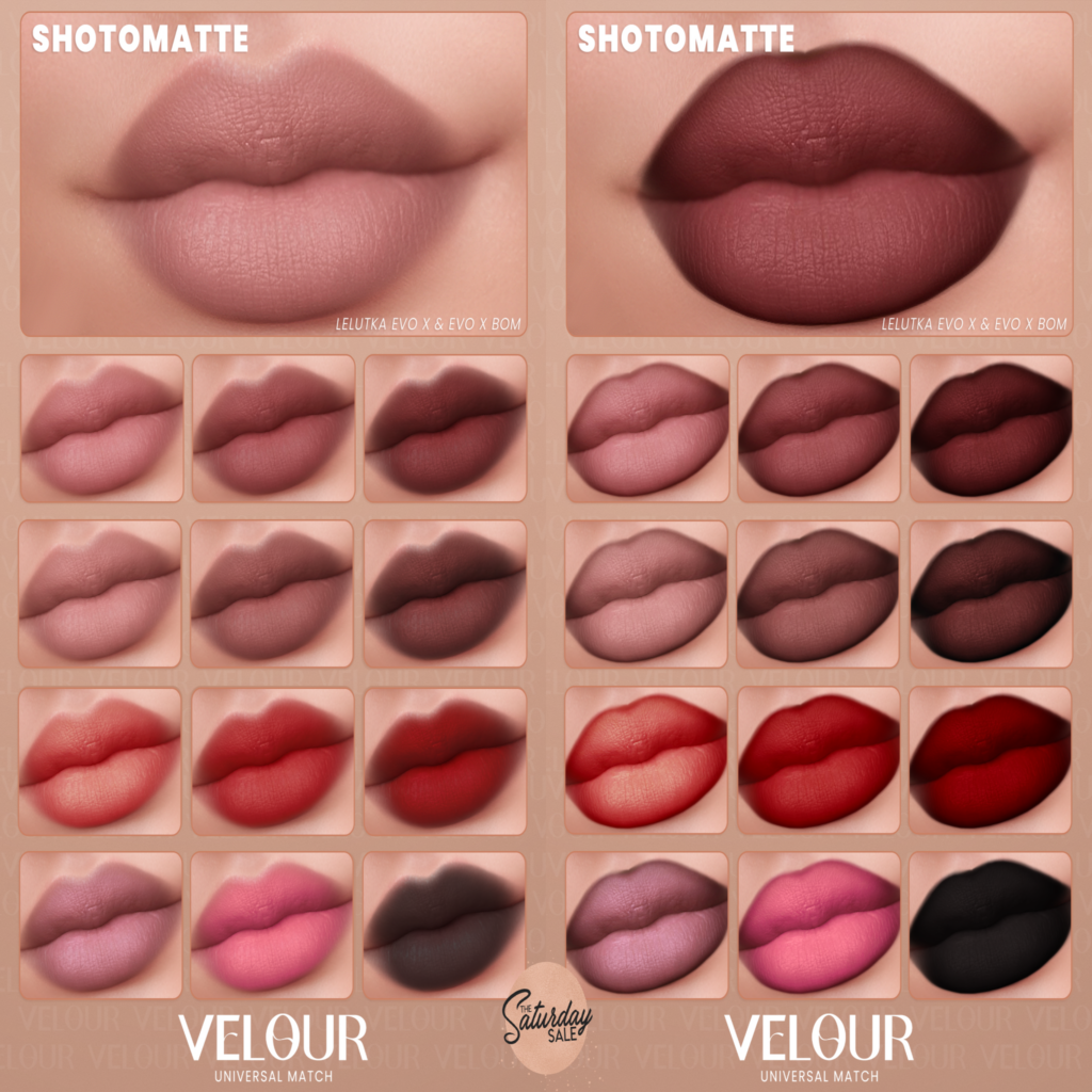 Shotomatte Lipstick - EvoX	&lt;a href=&quot;https://maps.secondlife.com/secondlife/VELOUR/88/118/42&quot;&gt;Teleport&lt;/a&gt;