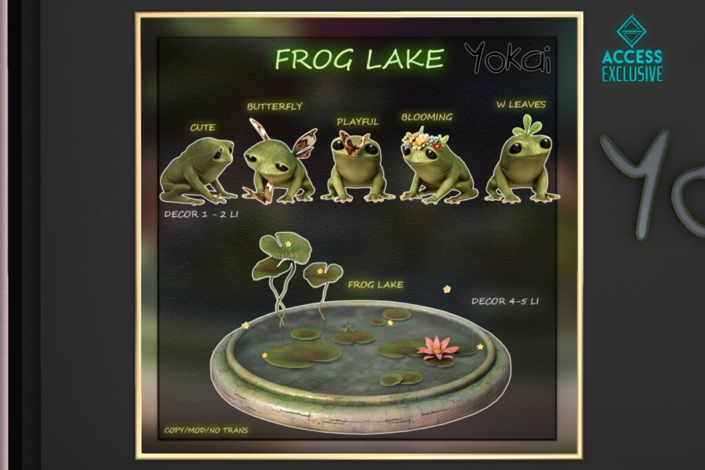 Frog Lake Decor, L$149-L$199 each