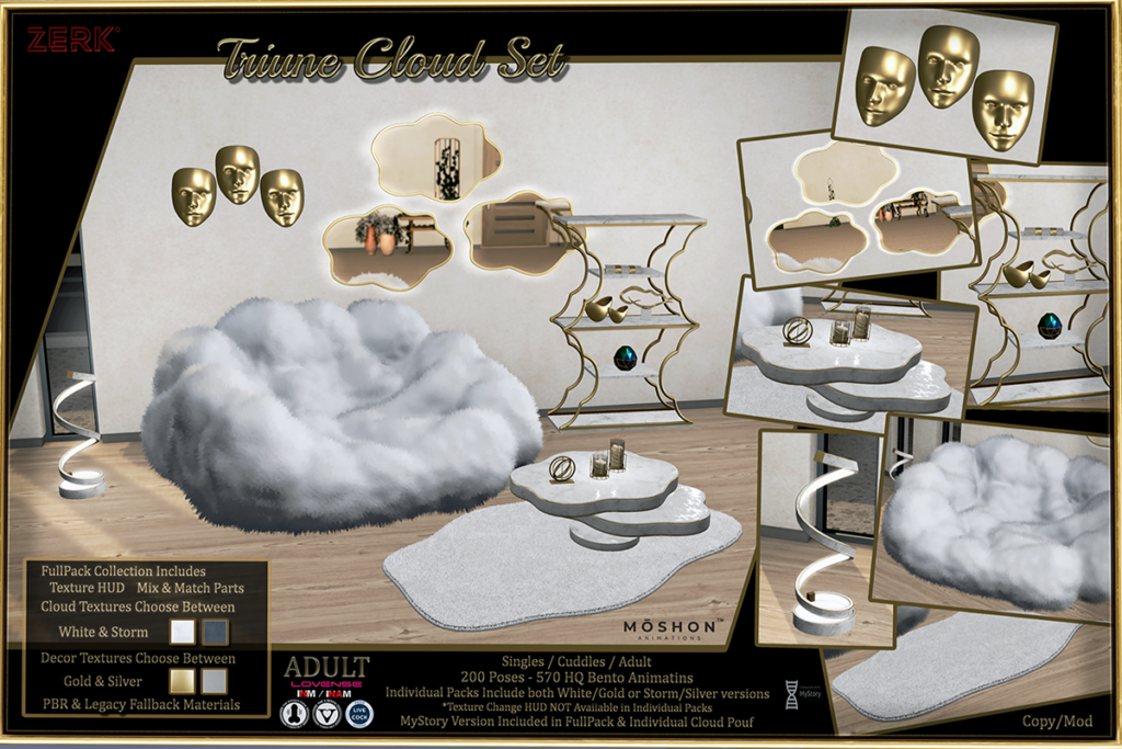 Triune Cloud Set Decoration, L$200-950 each/ L$950-1200 FP